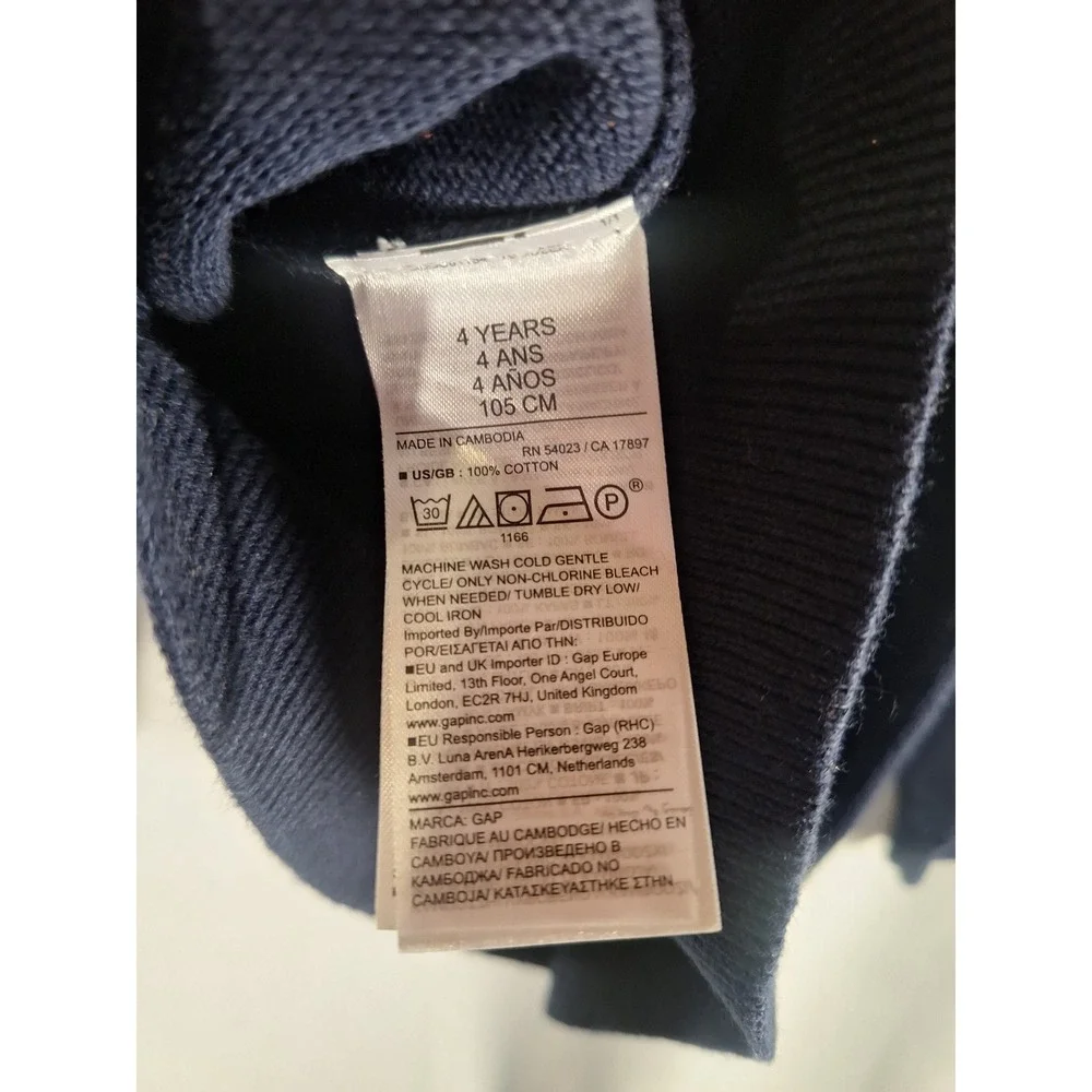 Baby Gap Kids Navy Blue American Flag Cotton Knit Pullover Sweater Size 4 Years